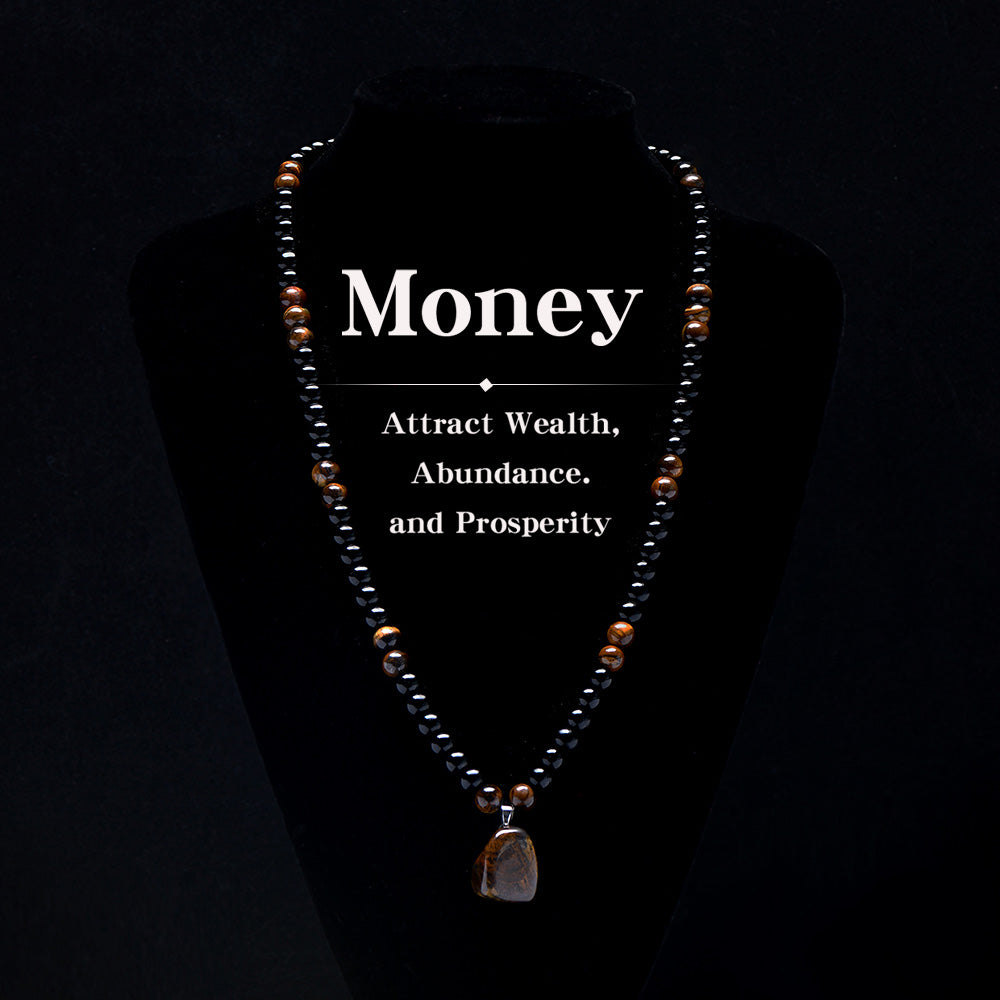 ARPURRAINA Money Attraction Necklace with Tiger Eye Pendant Healing Crystal Stone