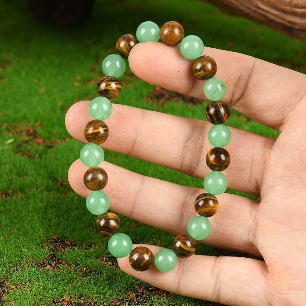 Arpurraina Money Attraction Bracelet with Green Aventurine & Tiger Eye beaded  jewelry protection bracelet encouragement gift fashion artificial bracelet  of  the  day Colorblock Beaded Crystal Bracelet ,Manifestation, Abundance, Good Fortune, Success