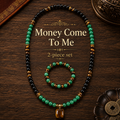 Arpurraina Feng Shui Money Attraction Necklace & Bracelet Set – Green Aventurine & Tiger Eye Pendant Healing Crystal Stone