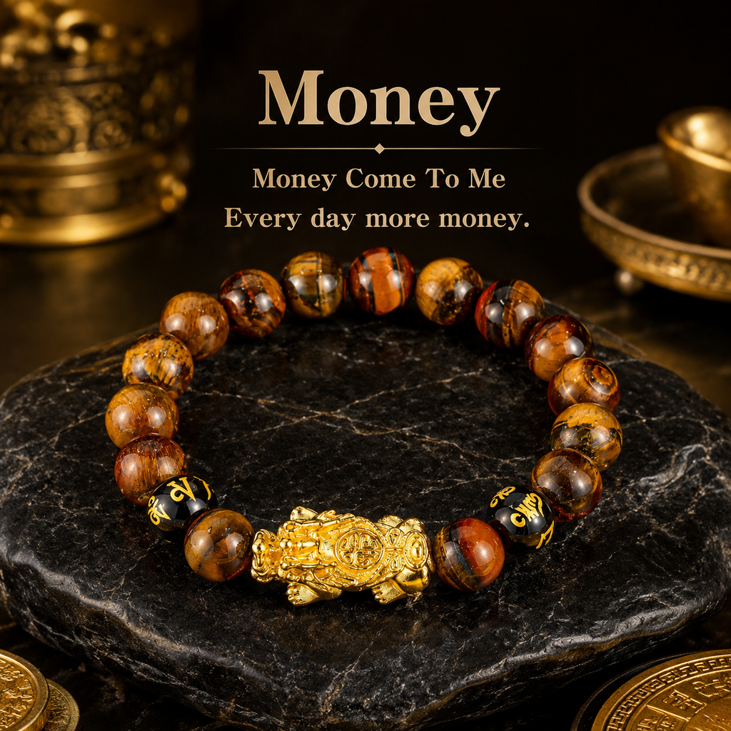 Arpurraina Feng Shui Pixiu Tiger Eye Bracelet for Wealth and Prosperity, Money Attraction Charm Bracelet, Lucky Feng Shui Protection Bracelet, men Crystal Healing Beaded Bracelet for Abundance, Success, Good Fortune and Wealth boho chic style   3056