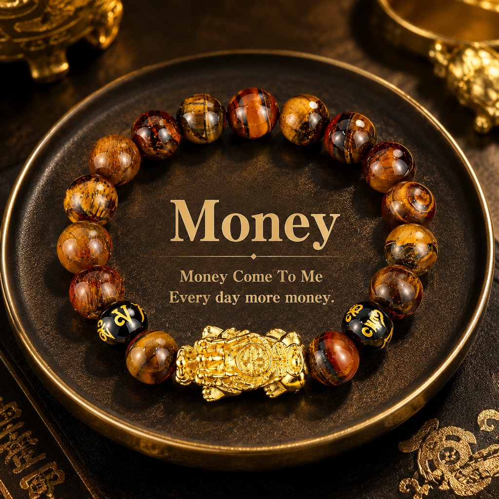 Arpurraina Feng Shui Pixiu Tiger Eye Bracelet for Wealth and Prosperity, Money Attraction Charm Bracelet, Lucky Feng Shui Protection Bracelet, men Crystal Healing Beaded Bracelet for Abundance, Success, Good Fortune and Wealth boho chic style   3056