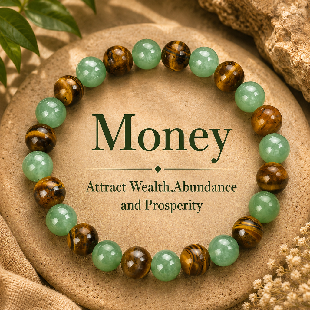 Arpurraina Money Attraction Bracelet with Green Aventurine & Tiger Eye beaded  jewelry protection bracelet encouragement gift fashion artificial bracelet  of  the  day Colorblock Beaded Crystal Bracelet ,Manifestation, Abundance, Good Fortune, Success