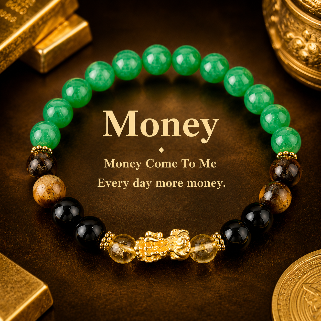 ARPURRAINA Feng Shui Pixiu Bracelet with Citrine, Green Aventurine & Tiger Eye, 8mm Crystal Beads for Men & Women - Spiritual Jewelry for Wealth & Manifestation