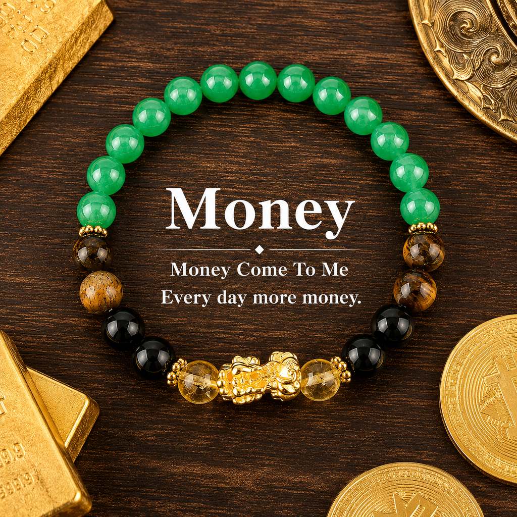 ARPURRAINA Feng Shui Pixiu Bracelet with Citrine, Green Aventurine & Tiger Eye, 8mm Crystal Beads for Men & Women - Spiritual Jewelry for Wealth & Manifestation