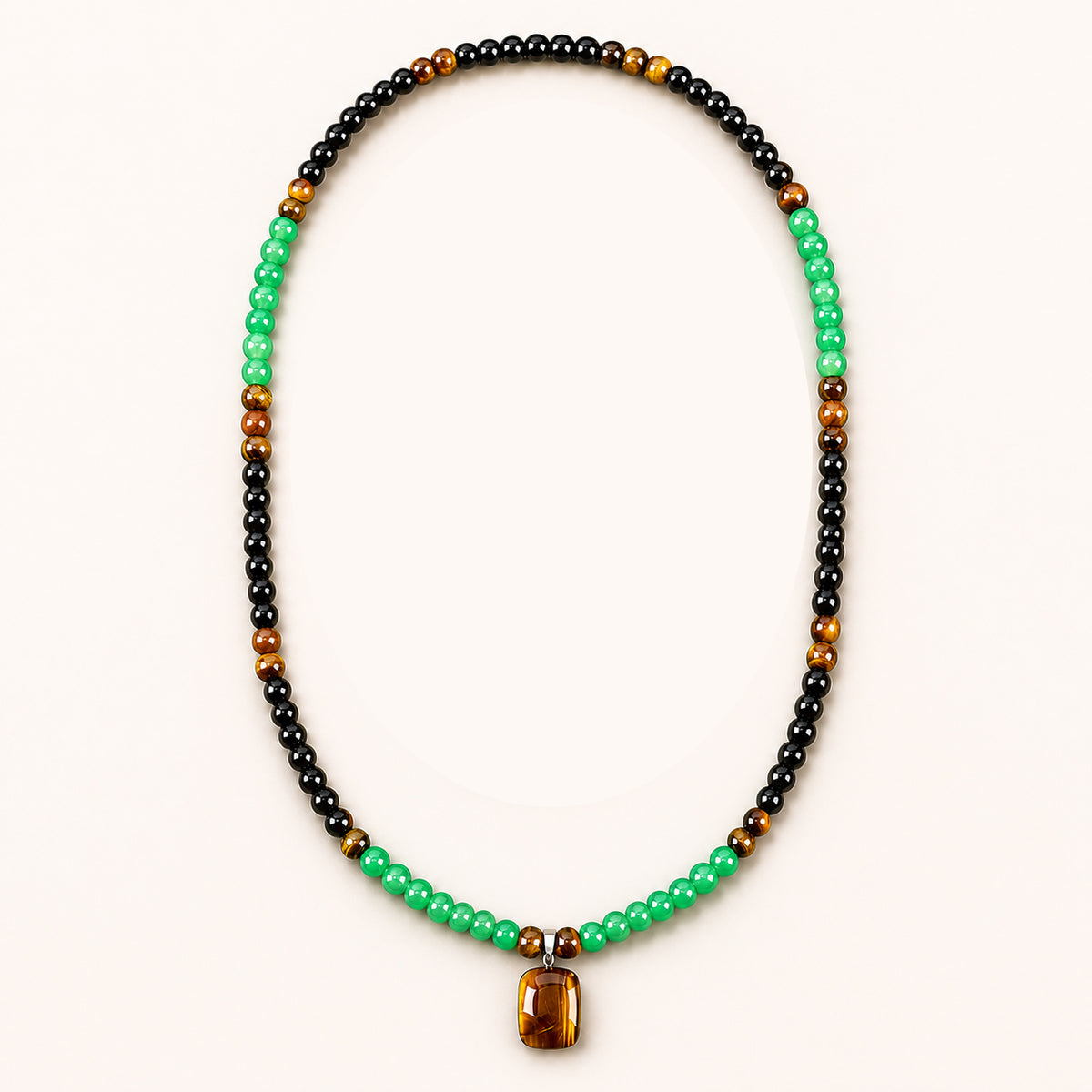 Arpurraina Feng Shui Money Attraction Necklace & Bracelet Set – Green Aventurine & Tiger Eye Pendant Healing Crystal Stone