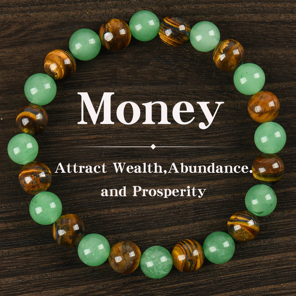 Arpurraina Money Attraction Bracelet with Green Aventurine & Tiger Eye beaded  jewelry protection bracelet encouragement gift fashion artificial bracelet  of  the  day Colorblock Beaded Crystal Bracelet ,Manifestation, Abundance, Good Fortune, Success