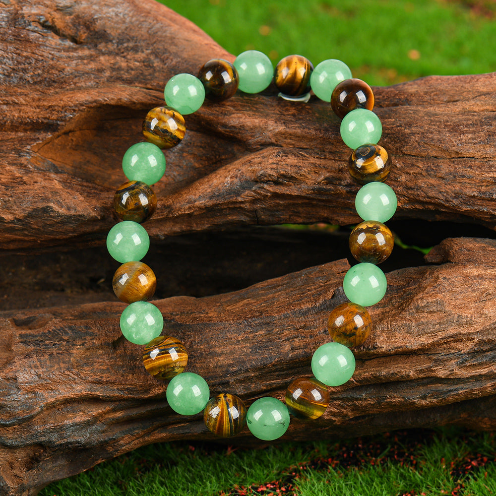 Arpurraina Money Attraction Bracelet with Green Aventurine & Tiger Eye beaded  jewelry protection bracelet encouragement gift fashion artificial bracelet  of  the  day Colorblock Beaded Crystal Bracelet ,Manifestation, Abundance, Good Fortune, Success