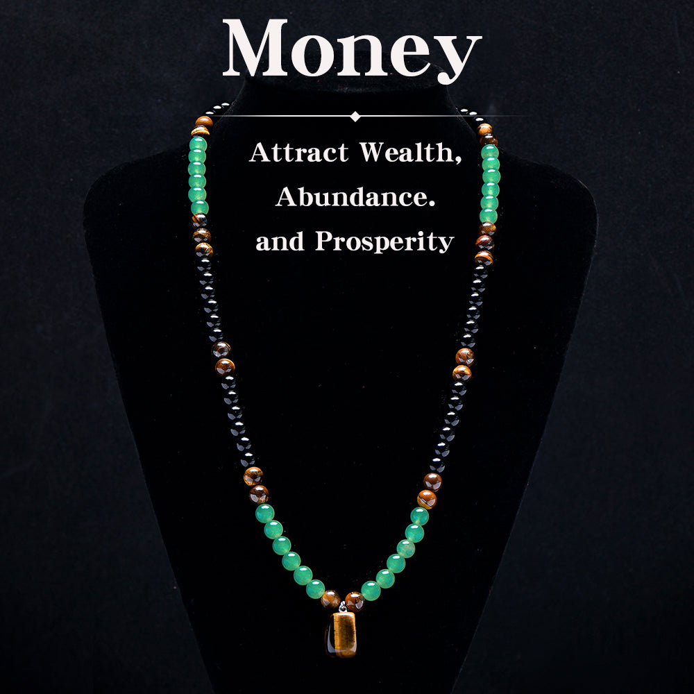 ARPURRAINA Money Attraction Necklace With GreenAventurine & Tiger Eye  Pendant