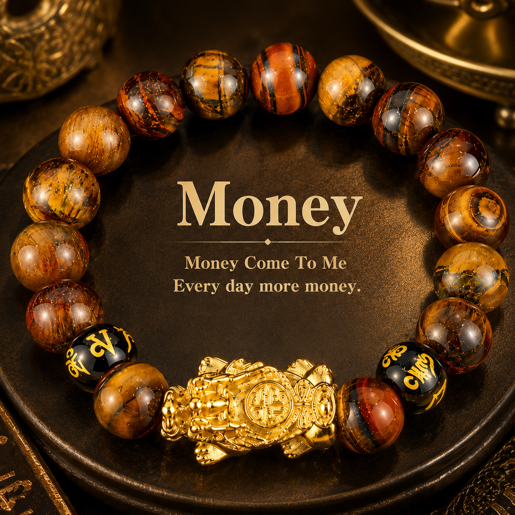 Arpurraina Feng Shui Pixiu Tiger Eye Bracelet for Wealth and Prosperity, Money Attraction Charm Bracelet, Lucky Feng Shui Protection Bracelet, men Crystal Healing Beaded Bracelet for Abundance, Success, Good Fortune and Wealth boho chic style   3056