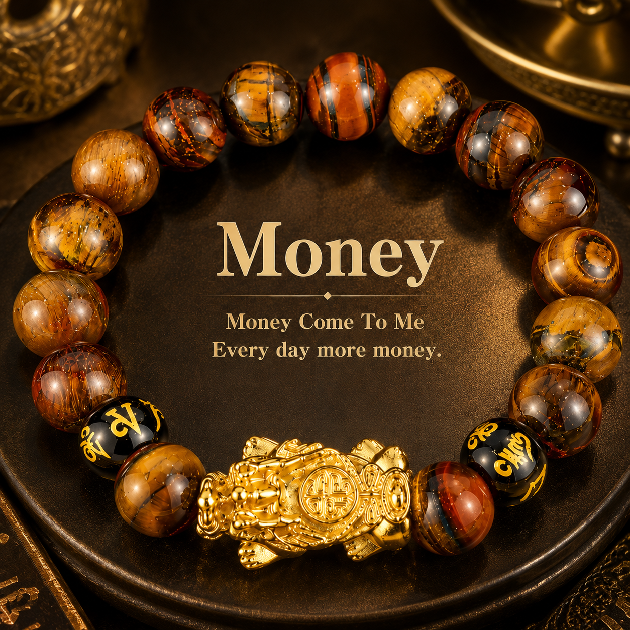 Arpurraina Feng Shui Pixiu Tiger Eye Bracelet for Wealth and Prosperity, Money Attraction Charm Bracelet, Lucky Feng Shui Protection Bracelet, men Crystal Healing Beaded Bracelet for Abundance, Success, Good Fortune and Wealth boho chic style   3056