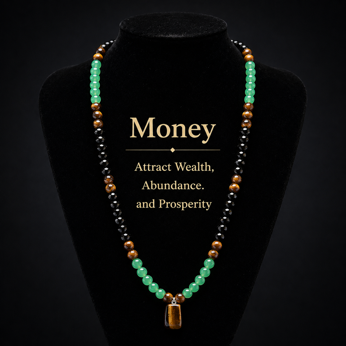 ARPURRAINA Money Attraction Necklace With GreenAventurine & Tiger Eye  Pendant