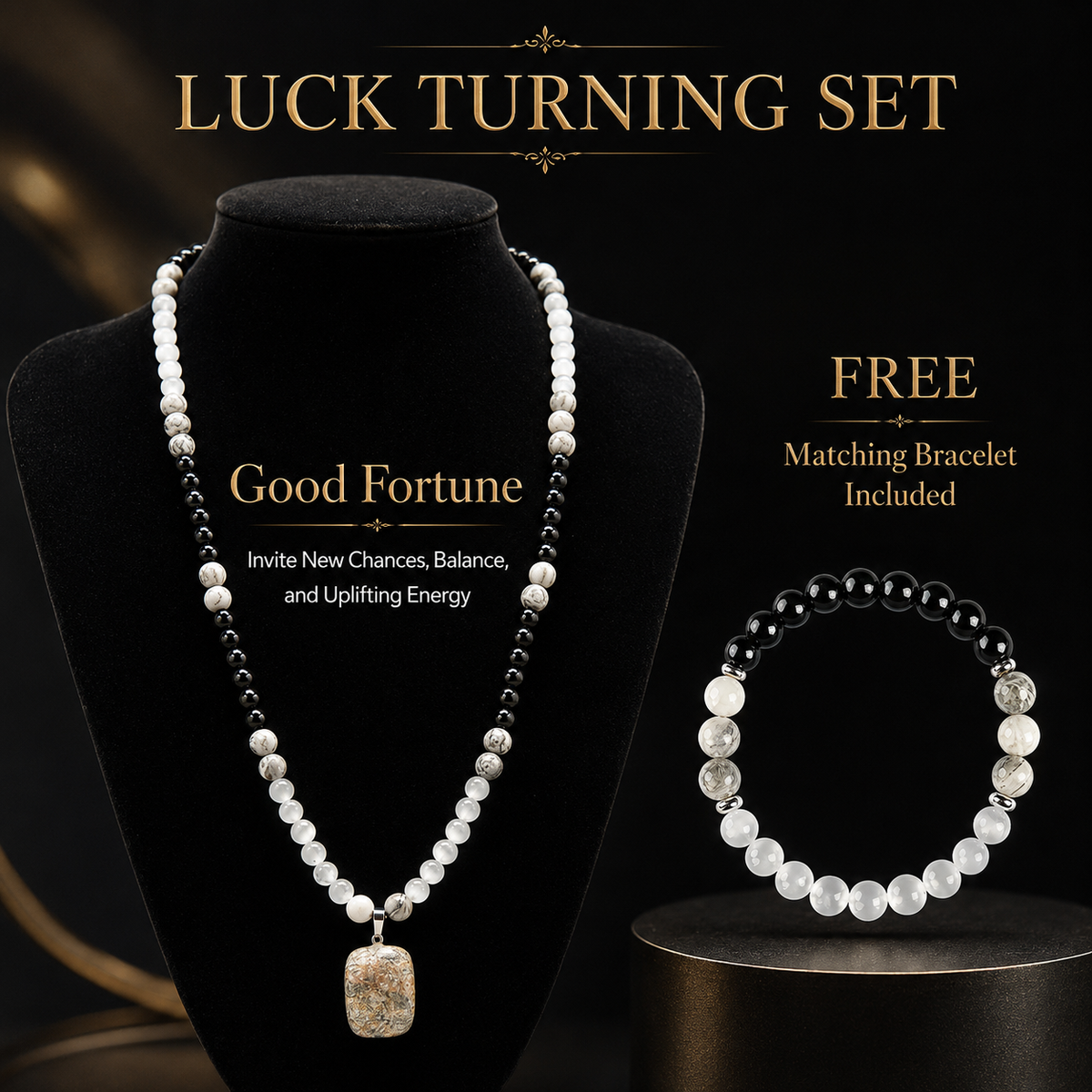 Arpurraina Feng Shui Money Attraction Necklace & Bracelet Set – Green Aventurine & Tiger Eye Pendant Healing Crystal Stone