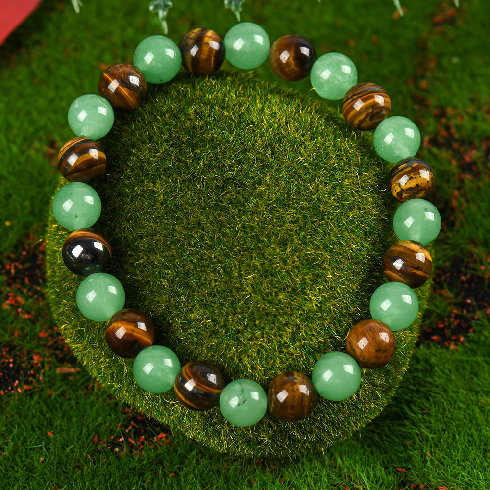 Arpurraina Money Attraction Bracelet with Green Aventurine & Tiger Eye beaded  jewelry protection bracelet encouragement gift fashion artificial bracelet  of  the  day Colorblock Beaded Crystal Bracelet ,Manifestation, Abundance, Good Fortune, Success