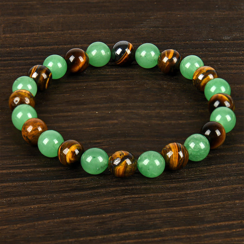 Arpurraina Money Attraction Bracelet with Green Aventurine & Tiger Eye beaded  jewelry protection bracelet encouragement gift fashion artificial bracelet  of  the  day Colorblock Beaded Crystal Bracelet ,Manifestation, Abundance, Good Fortune, Success