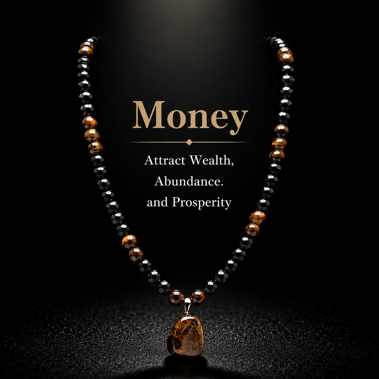 ARPURRAINA Money Attraction Necklace with Tiger Eye Pendant Healing Crystal Stone