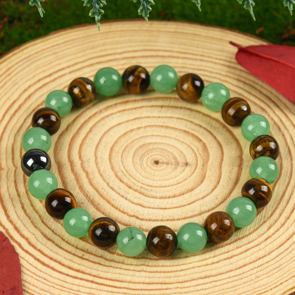 Arpurraina Money Attraction Bracelet with Green Aventurine & Tiger Eye beaded  jewelry protection bracelet encouragement gift fashion artificial bracelet  of  the  day Colorblock Beaded Crystal Bracelet ,Manifestation, Abundance, Good Fortune, Success