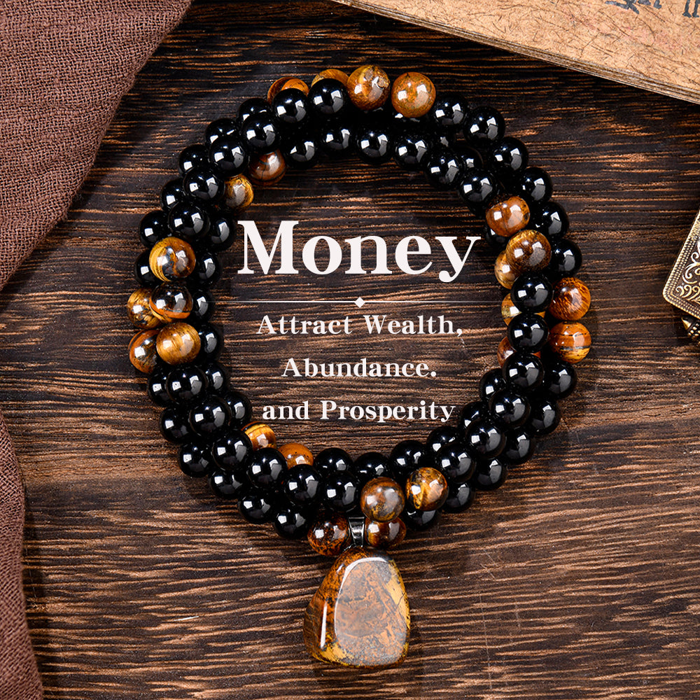 ARPURRAINA Money Attraction Necklace with Tiger Eye Pendant Healing Crystal Stone