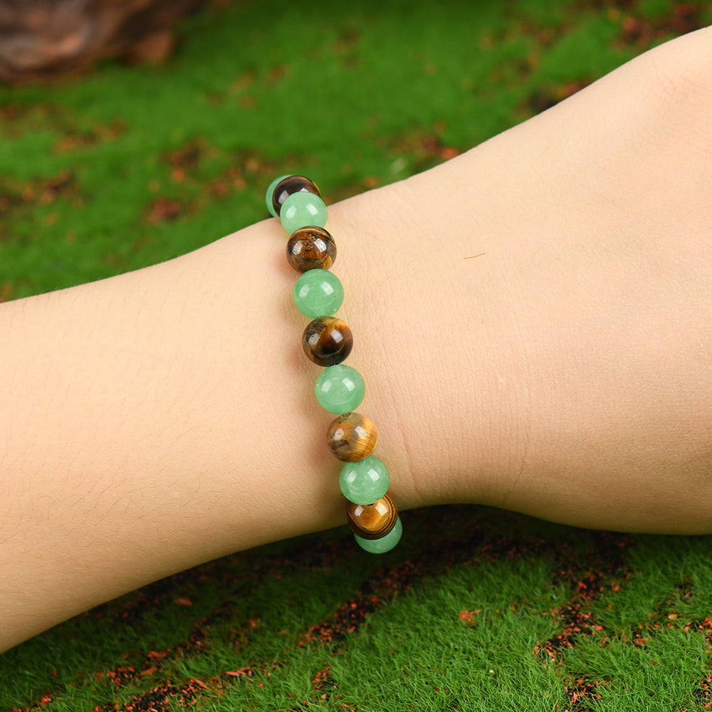 Arpurraina Money Attraction Bracelet with Green Aventurine & Tiger Eye beaded  jewelry protection bracelet encouragement gift fashion artificial bracelet  of  the  day Colorblock Beaded Crystal Bracelet ,Manifestation, Abundance, Good Fortune, Success