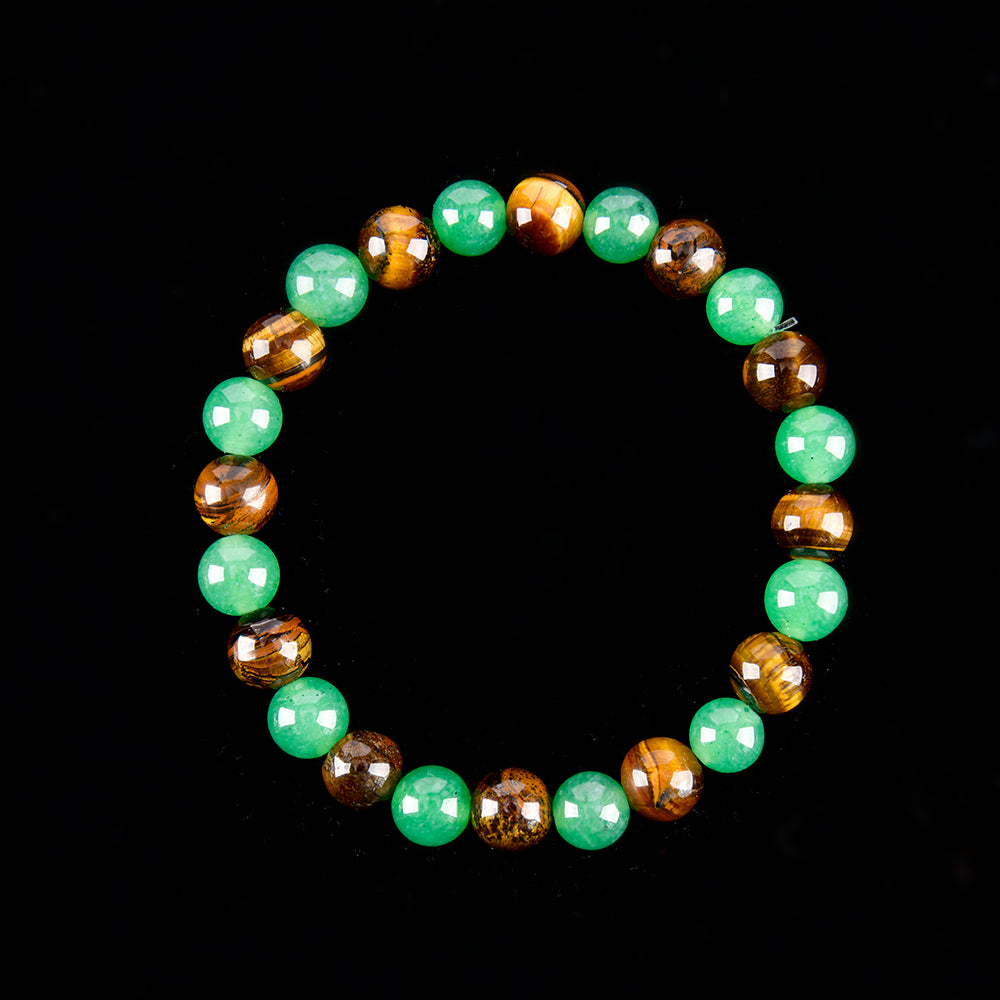 Arpurraina Feng Shui Money Attraction Necklace & Bracelet Set – Green Aventurine & Tiger Eye Pendant Healing Crystal Stone