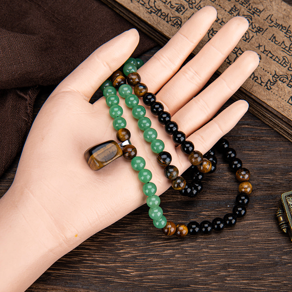 ARPURRAINA Money Attraction Necklace With GreenAventurine & Tiger Eye  Pendant