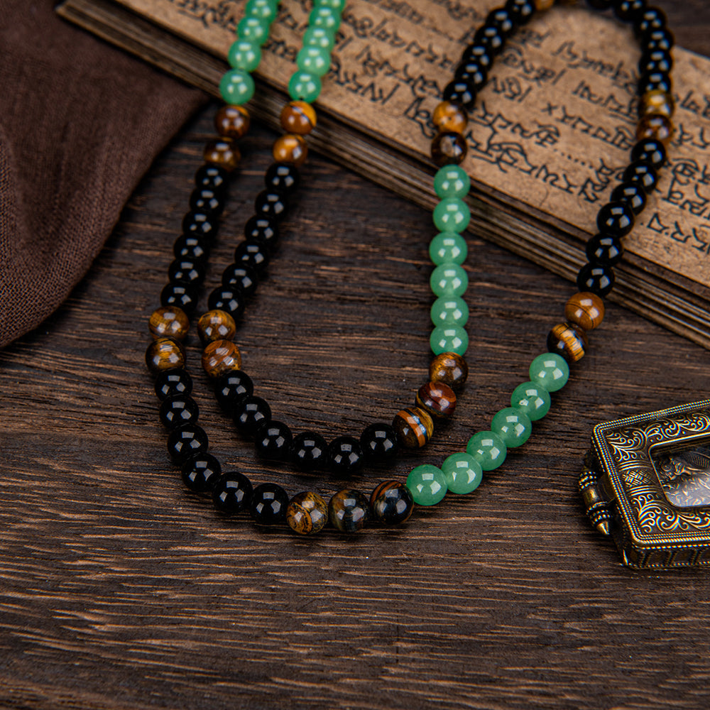 ARPURRAINA Money Attraction Necklace With GreenAventurine & Tiger Eye  Pendant