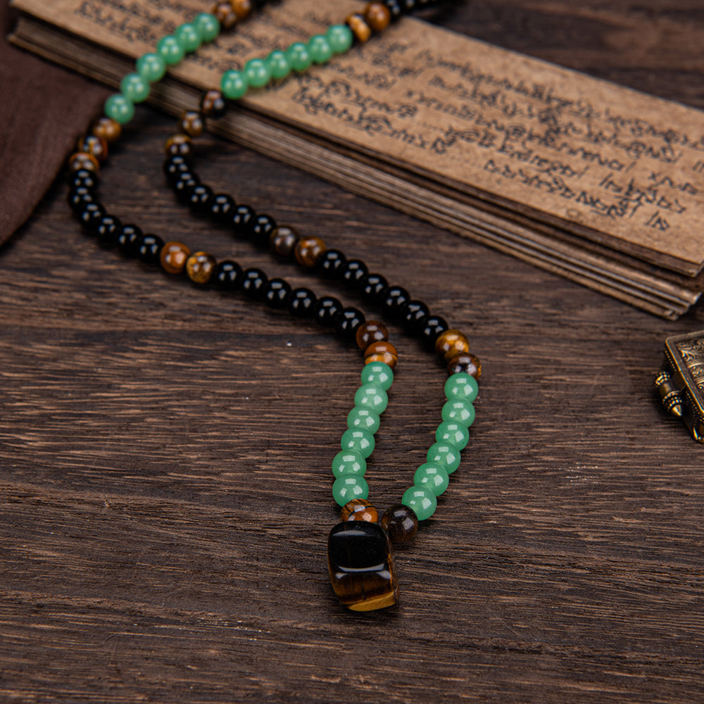 ARPURRAINA Money Attraction Necklace With GreenAventurine & Tiger Eye  Pendant
